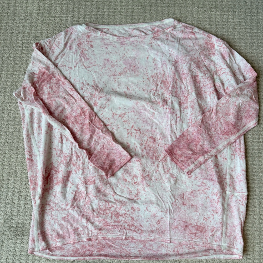 Lululemon Pink and White Long Sleeve Shirt